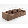Modular 3-Seater Sofa Couch, Freely Combinable Layout Sofa with Ribbed Texture Design, Corduroy Sofa with Foam-Filled Cushion-Cuddlewood - 4 of 4