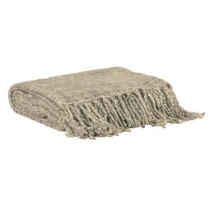 Cerin Mohair Fringe Throw Blanket Gray - Décor Therapy