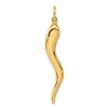 Black Bow Jewelry 14k White or Yellow Gold Solid Large Italian Horn Pendant, 5 x 40mm - 3 of 4