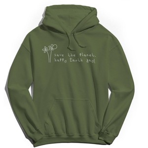 Earth Day Men's Save The Planet Happy Earth Day White Long Sleeve Graphic Cotton Sweatshirt Hoodie - 1 of 4