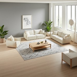 Modern Linen 3+3+1 Sofa Set with Wood Frame - 1 of 4