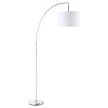 HOMCOM Arc Floor Reading Lamp, Tall Pole Standing Lamp with Hanging Fabric Lampshade for Living Room or Bedroom, Silver/White
