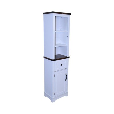 NicBex Narrow Freestanding Bathroom Cabinet,Storage Cabinet with Adjustable Shelves,Tall Linen Tower with Drawer/Doors for Bathroom,Living Room