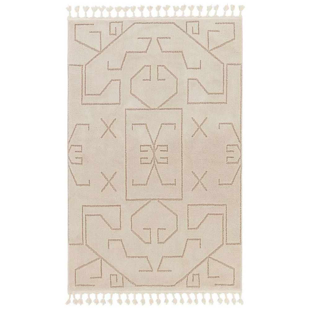 Photos - Doormat 2'5"x10' Vibe by Cree Geometric Runner Rug Ivory/Beige - Jaipur Living