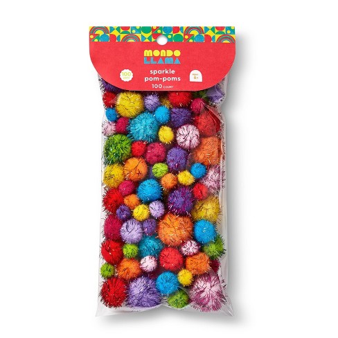 Glitter Pom Poms (Pack of 100) Craft Supplies