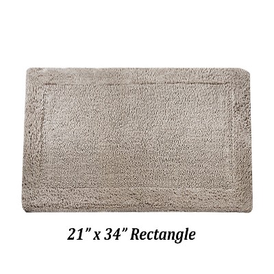 Edge Collection Beige 100% Cotton Reversible Bath Rug 21" x 34"