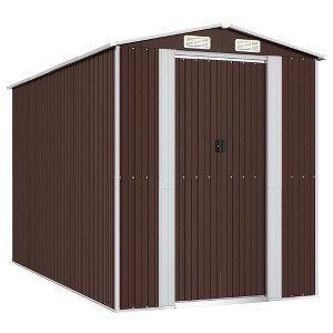 vidaXL Galvanized Steel Garden Shed - Durable and Rust-Resistant Outdoor Storage - Practical Vent Design - Dark Brown - 75.6"x140.6"x87.8" - 1 of 4
