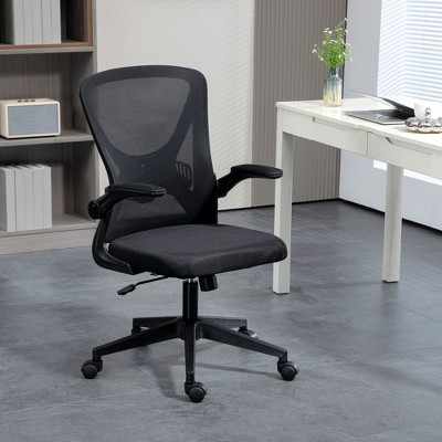 VYNXARIA Mid-Back Mesh Office Chair with Lumbar Support & Adjustable Flip-Up Arms - Black