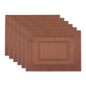 DII PVC Doubleframe Indoor/Outdoor Placemat Set/6, Cinnamon, 13x17.25" - 1 of 4
