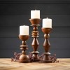 Sullivans 15.75", 12.5" & 10.25" Retro Wood Candle Holder Set of 3 - 3 of 4
