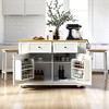 48" Rolling Kitchen Island with Drop Leaf,  Outlets, USB Ports, Barn Door Storage, Drawers, Spice Racks, Lockable Wheels(Not include Stools) - 3 of 4
