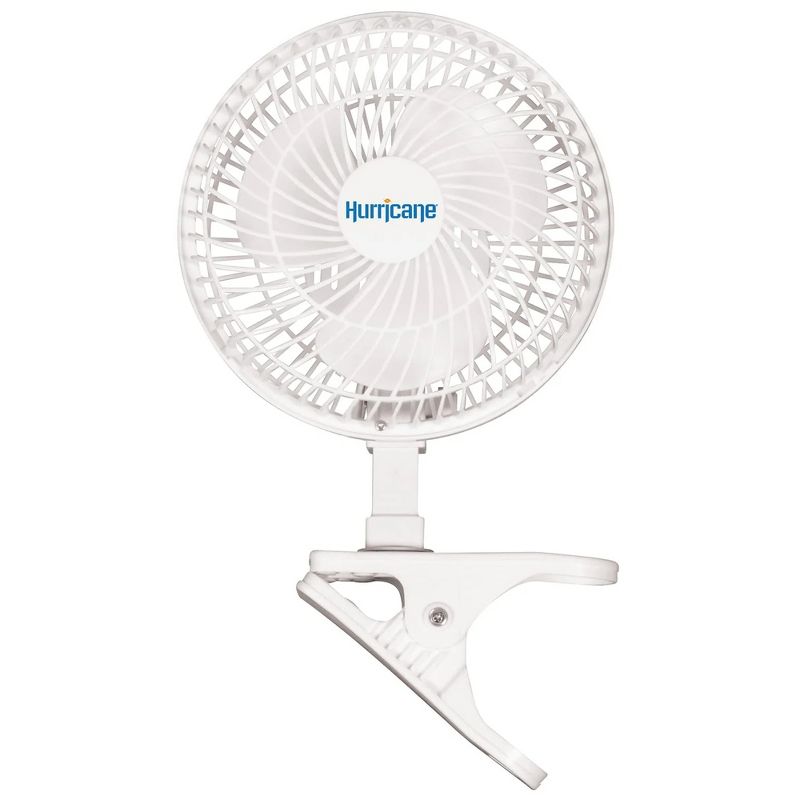 Hurricane Classic 6 Inch Clip Fan, 2 Speed Portable Mini Desk Personal Table Fan with Adjustable Tilt for Home Office, Stroller, and Travel, White, 1 of 7