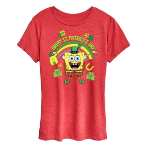 Women's - SpongeBob Squarepants - Spongebob Happy St Patricks Day Short Sleeve Graphic T-Shirt - 1 of 4