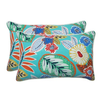 2pc Outdoor/indoor Rectangular Throw Pillow Set Marlow Aqua