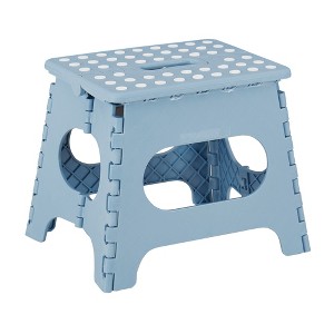 VECELO Folding Step Stool 11/13 in. Non-Slip Surface Portable Foldable 1 Step Stool with Carry Handle, Heavy Duty Stool Blue/Black/Pink/Khaki - 1 of 4