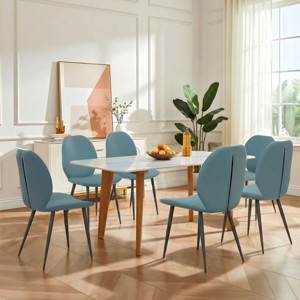 Set of 6 Upholstered Dining Chairs with Metal Legs, Modern Leather Kitchen Chairs for Dining Room, Restaurant, or Living Room-Panipeachy - 1 of 4