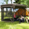 Outsunny 11 x 11ft Pop Up Gazebo Screen Tent with Removable Roof Cover, 4 Roll-up Wind Panels for Camping, Patio, Backyard, Lawn - 2 of 4