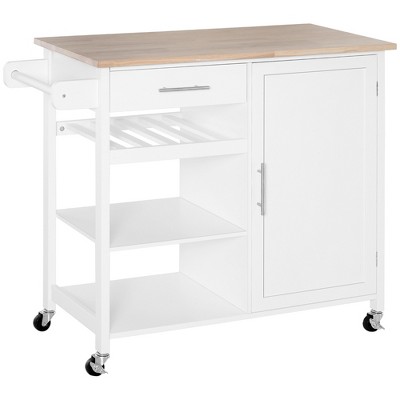 Homcom 4-tier Rolling Kitchen Island Utility Trolley Serving Cart ...