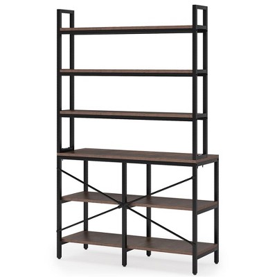 Resenkos Bookshelf, Bookcase Standing Shelf Unts,6-Tier Bookshelf, Industrial Etagere Bookcase Storage Rack,Rustic Brown