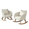 Contemporary Minimalist Set of 2 Wicker Rocking Chairs with Soft Cushions,Durable Wooden Frame for Indoor and Outdoor Spaces – The Pop Home - 4 of 4