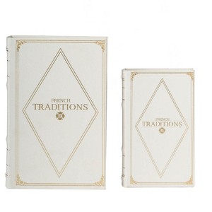 SEVOBAL Party Decorations and Accessories 2 Book Box Set Faux Leather French Traditions Design for Home Office, White Gold, 10.9"*3.1"*7.4" - 1 of 4