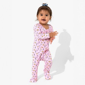 Bellabu Bear Baby Milk and Cookies Pink Bamboo Convertible Footie - 1 of 4