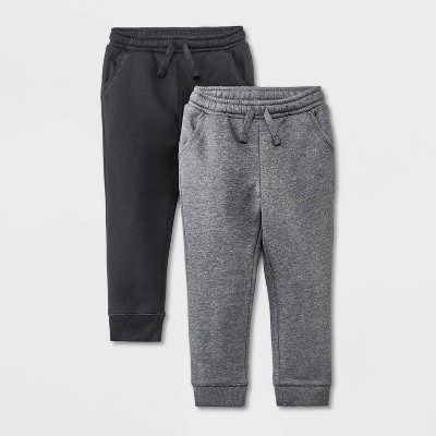 Image of Toddler Boys' 2pk Fleece Pull-On Jogger Pants - Cat & Jack™ Charcoal Gray/Black 2T