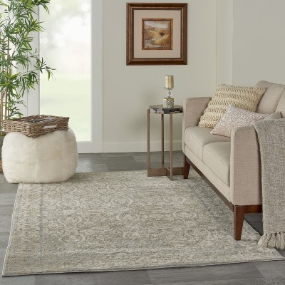 Serene Gray Floral Medallion 63'' Synthetic Area Rug