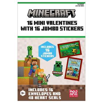 16ct Valentine's Stickers Exchange Cards Minecraft Jumbo Die Cut