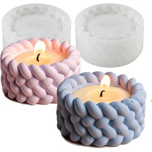 JDICTION 2PCS Knot Tealight Holder Mold - 3D Silicone Resin Mold, Cylinder Jewelry Storage for Epoxy/Concrete Crafts, Home & Christmas Decor - 1 of 4