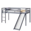 Dolonm Twin Low Loft Bed with Slide, Ladder & Safety Guardrails, Rubber Wood Frame, 80.6"L x 43.4"W x 44.3"H - 2 of 4
