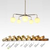 LNC Aladarimostinin 5-Lights 30.7" Wagon Wheel Oversized Chandelier, Brushed Black and Polished Gold with Opal Glass - 4 of 4