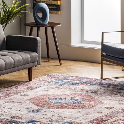 Eliza Multi-Color Traditional Medallion Washable Area Rug
