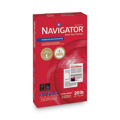Navigator Premium Multipurpose Copy Paper, 97 Bright, 20 lb Bond Weight, 8.5 x 14, White, 500 Sheets/Ream, 10 Reams/Carton