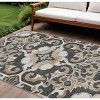 HomeRoots 9' X 12' Charcoal And Taupe Damask Washable Indoor Outdoor Area Rug - 2 of 4