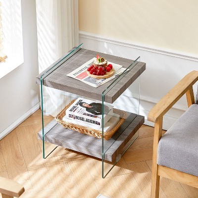 Arina Modern Accent Coffee Table, Glass Leg Side Table,  End Nightstand Table for Living Room, Bedroom - The Pop Home