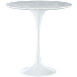 Lippa 20" Marble Side Table White - Modway: Durable Aluminum Pedestal Base, No Assembly Required - 1 of 4