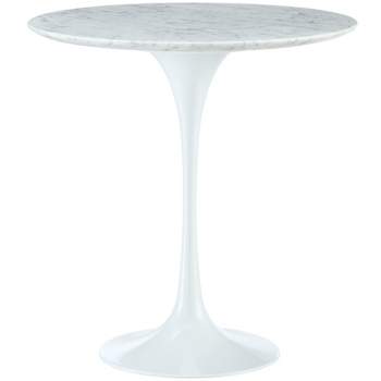 Lippa 20" Marble Side Table White - Modway