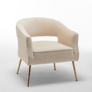 SEYNAR Modern Tufted Velvet Accent Chair with Wingback, Arms, and Metal Gold Legs for Living Room or Bedroom - 1 of 4