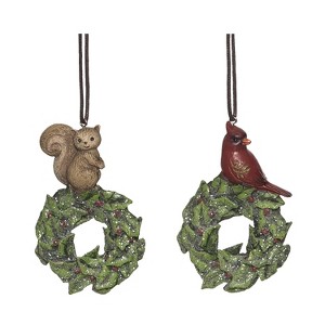 Transpac Resin Frosted Critter Ornament Set of 2 Christmas Home Decorations - 1 of 1