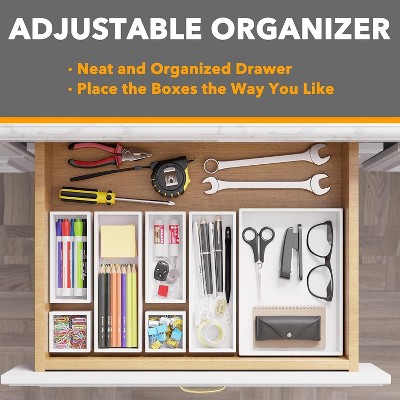 SpaceAid 7-Piece Bamboo Drawer Organizer Set – Multi-Use Divider Bins for Kitchen, Bathroom, Office, and Makeup Storage, White — фото 4