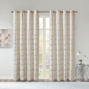 Raina Total Blackout Metallic Print Grommet Top Curtain Panel - 1 of 2