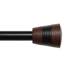 Exclusive Home Hillhurst 1" Curtain Rod and Finial Set, Black, Adjustable 35"-66" - 1 of 2