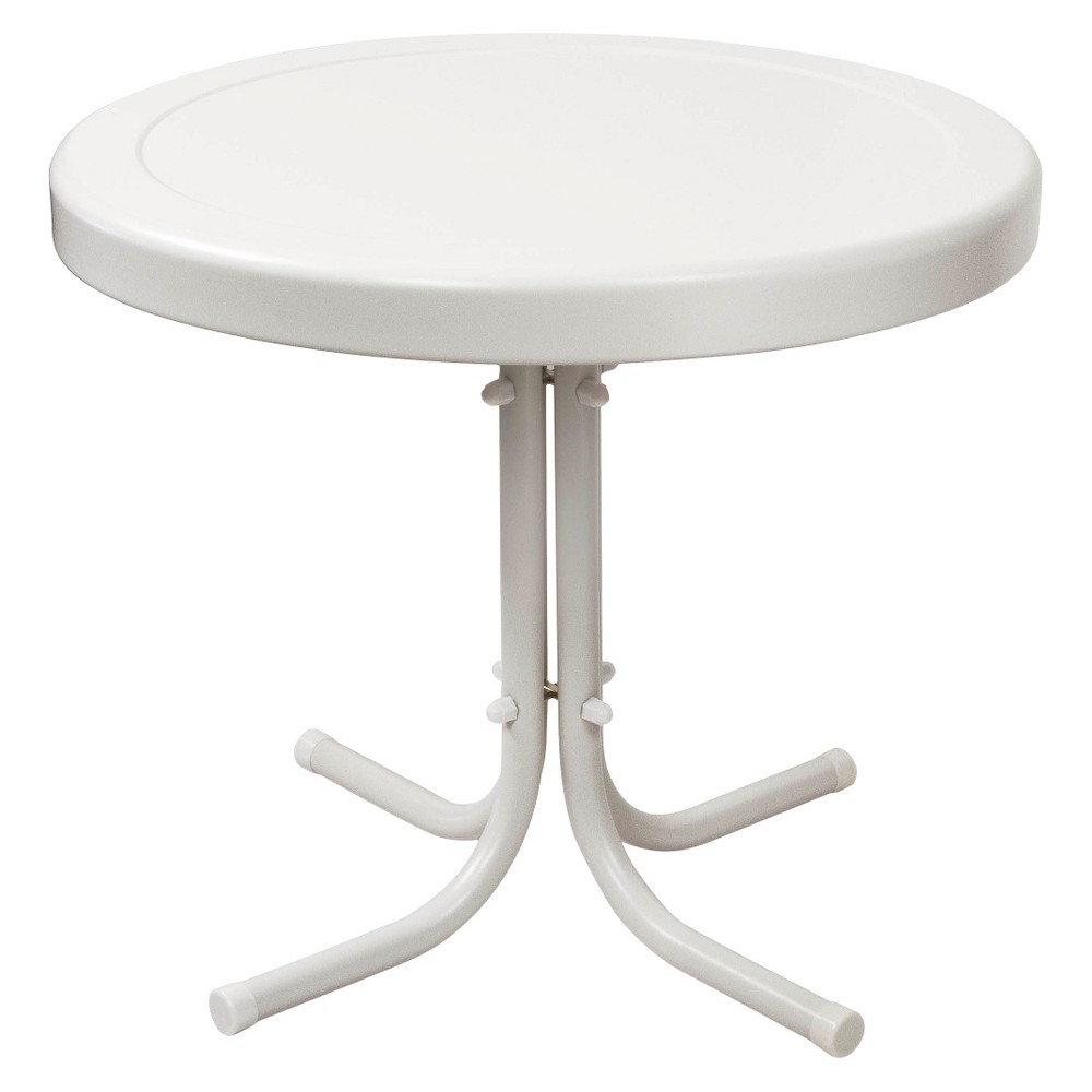 Photos - Garden Furniture Crosley Retro Metal Patio Side Table in White Satin 