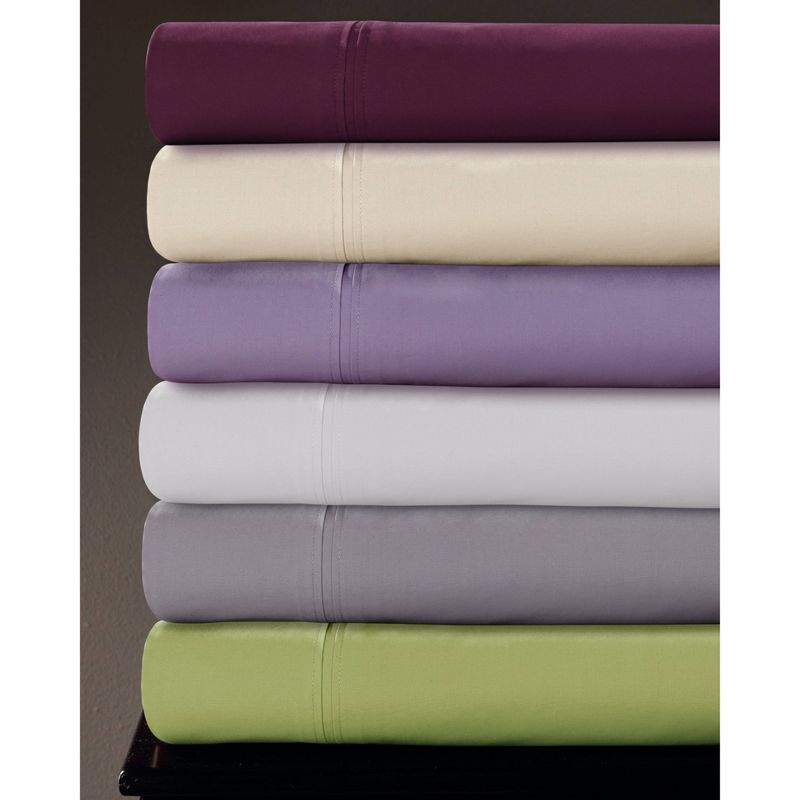 Long Staple Cotton Percale Deep Pocket Solid Sheet Set 350 Thread Count - Tribeca Living&#174;, 4 of 5