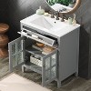KWPZQEB 30" Bathroom Vanity with Ceramic Sink, Vanity Cabinet with Textured Glass Doors, Tip-Out Tray & Adjustable Shelf, Floor Storage Cupboard - 3 of 4