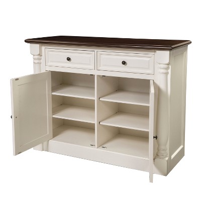 Elegant Distressed White Carved Sideboard with Adjustable Shelves