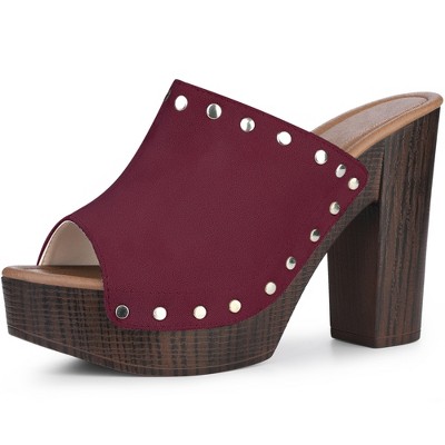 Perphy Women's Open Toe Platform Chunky Heel Slides Sandals