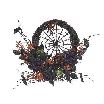 Transpac Synthetic Fabric 24 in. Black Halloween Bewitching Wreath