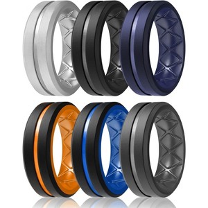 Men's 8mm Silicone Wedding Rings - 2mm Thick Breathable Multipack (1/4/6-Pack) - 1 of 4